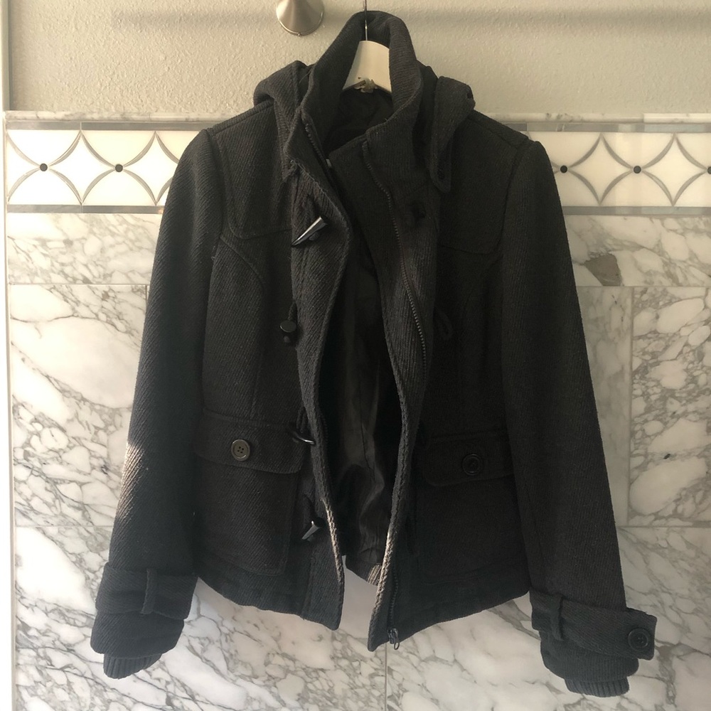 Black Poppy Black Toggle Button Zipper Jacket